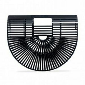 Vintage Half Moon Clutch Bamboo Ark Bag Black